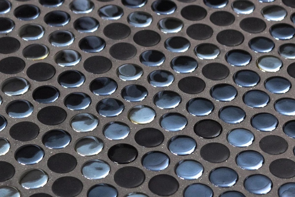 MOSAIC SHEET 28.4 X 28.7 PENNY NATURE GLASS OPALO BLACK