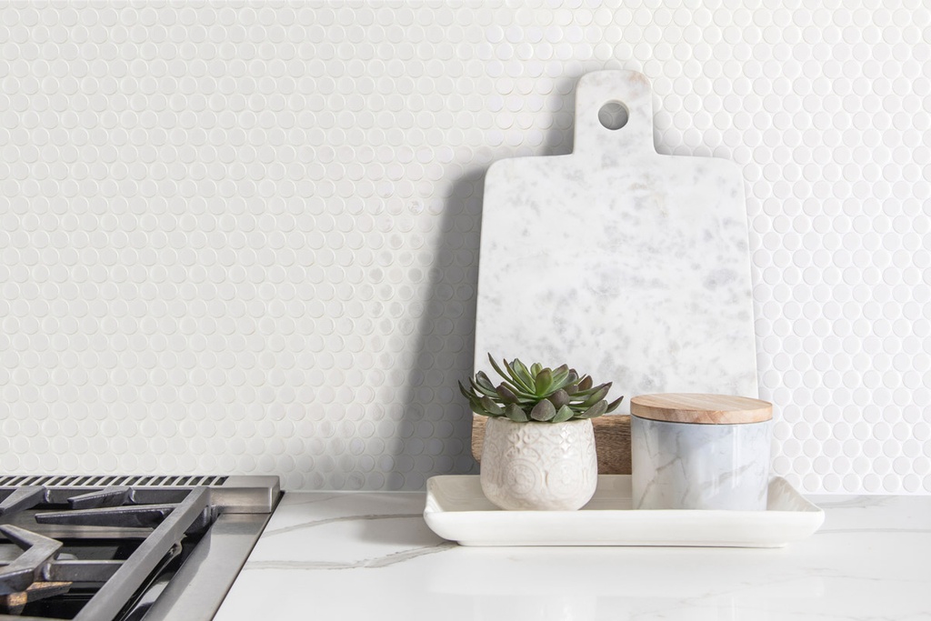 MOSAIC SHEET 28.4 X 28.7 PENNY OPALO WHITE