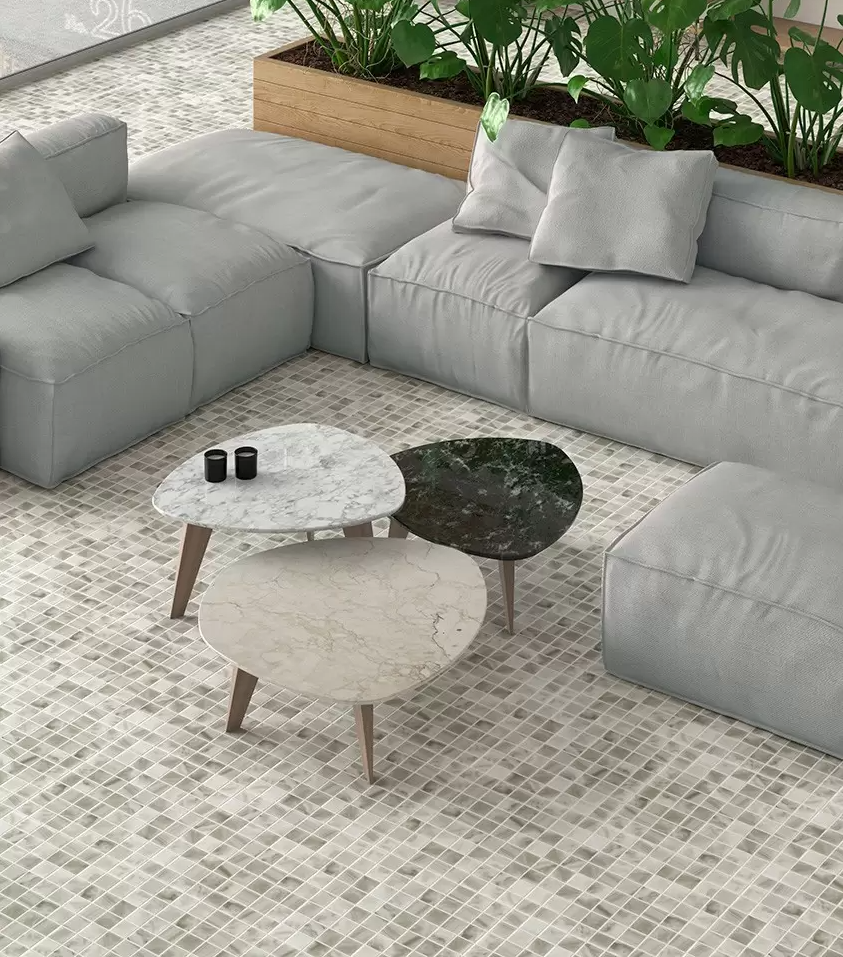 MOSAIC TILES 3.8 X 3.8 DIGITAL NATURE PEARL RIVER 5700