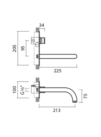 خلاط مغسلة مخفي برتغالي ضغط موديل كوزمو رقم TCMLET101M0 لون كروم