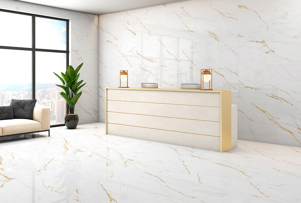 PORCELAIN TILES 120 X 120 BIANCO D’ORO PULIDO RECT