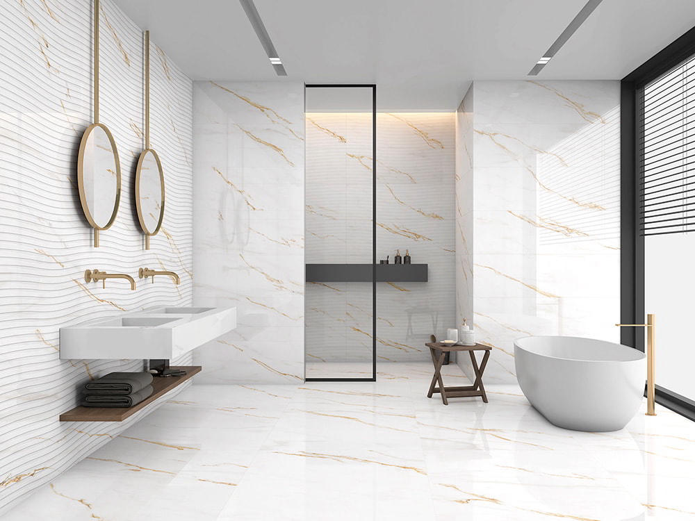PORCELAIN TILES 120 X 120 BIANCO D’ORO PULIDO RECT