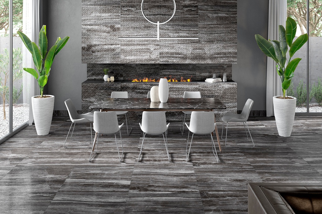 PORCELAIN TILES SIZE 45 X 90 LUXURY BLACK DECOR LAPPATO SOFT THICKNESS 10.4mm RECT