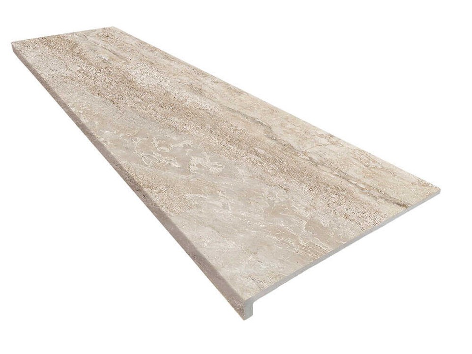 PORCELAIN STAIR STEP TILES 33 X 120 MARBLE TRAVERTINO