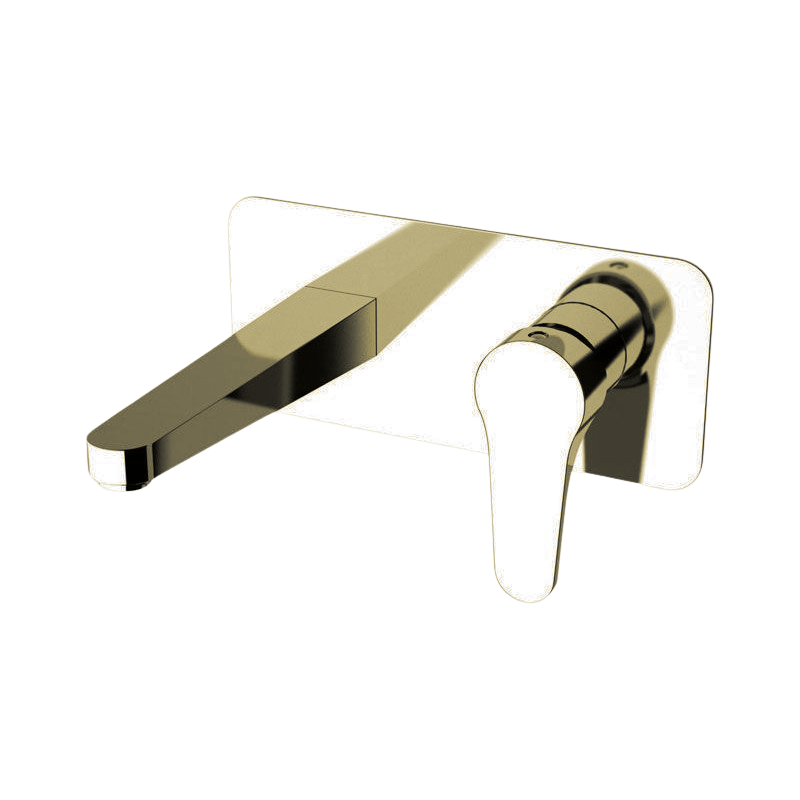 SINGLE LEVER BUILD IN BASIN MIXER WITH RECTANGULAR WALL FLANGE GOLD NO O632DO
