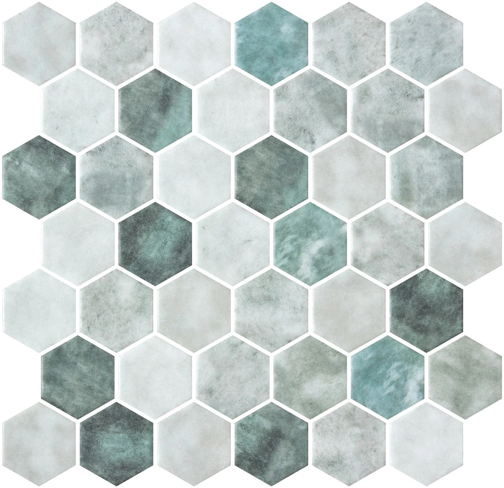 MOSAIC HEXAGON SHEET XL 28.4 X 28.6 SHABBY GREEN MATTE