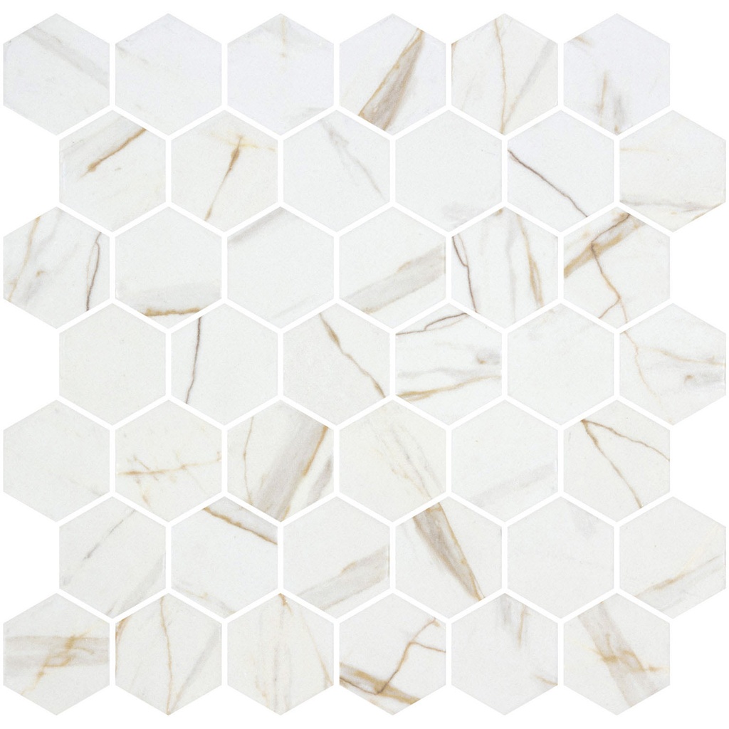 MOSAIC HEXAGON SHEET XL 28.4 X 28.6 CALACATTA GOLD MATTE